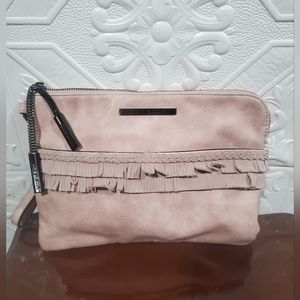 COPY - Steve Madden Blush Pink Faux Leather Suede Fringe Clutch Tablet Case Bag
